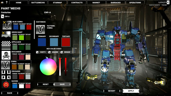 MechWarrior 5: Mercenaries mod Paint Theme Saving v.0.9