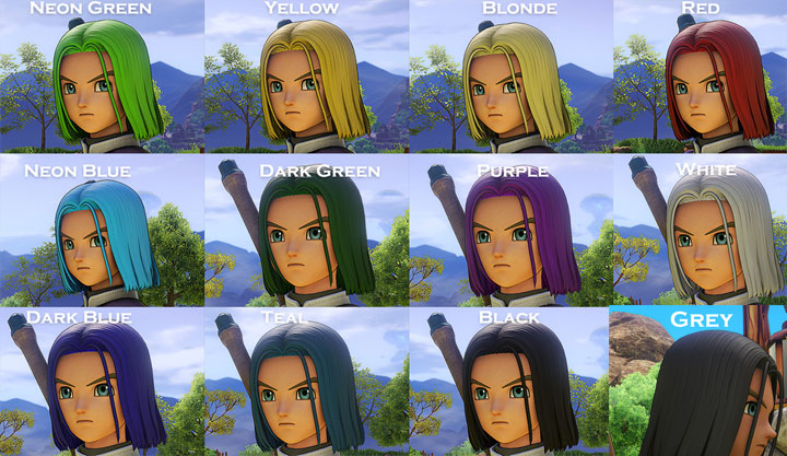 Dragon Quest XI: Echoes of an Elusive Age mod Hero Hair recolors v.1