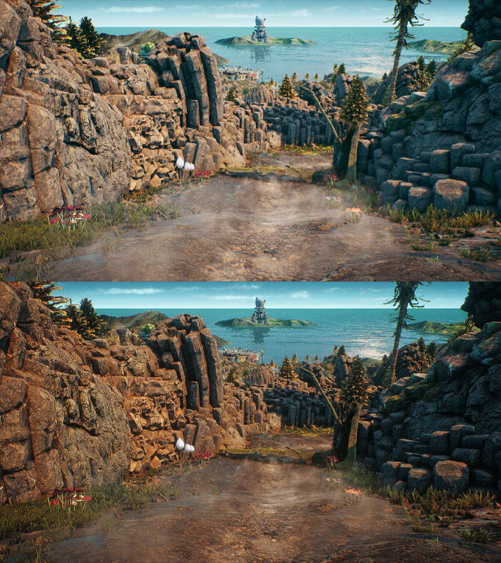 Porównanie – na górze standardowa wersja gry, a na dole - wersja z modem. - 2019-10-30