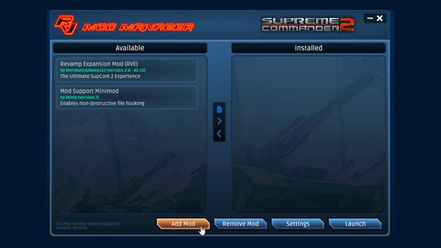 Supreme Commander 2 mod SC2 Mod Manager v.B2