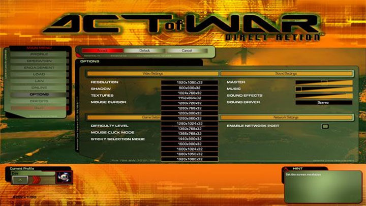 Act of War: Direct Action mod Act of War Resolution Patch (GOG version) v.3042015