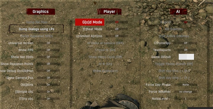 Dying Light mod Wahkah's Dev Menu v.6