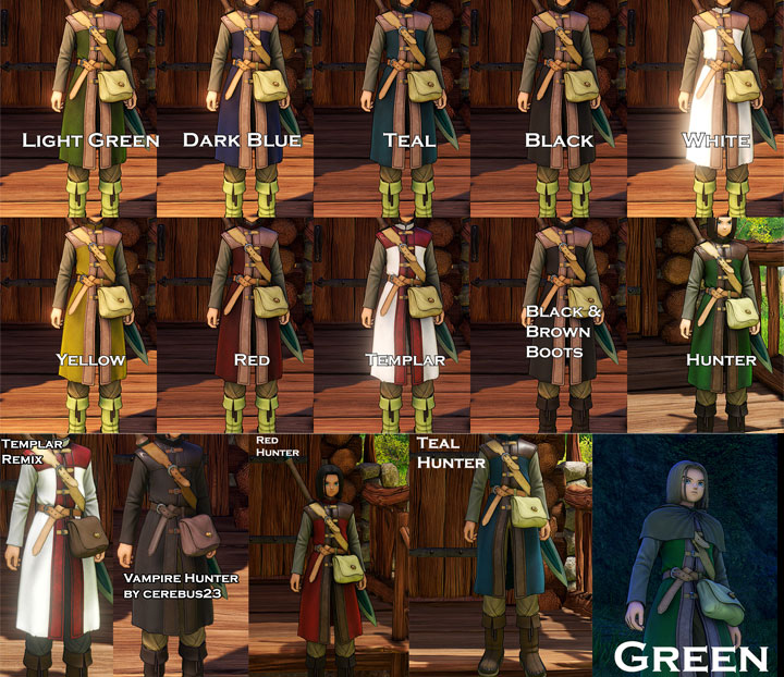 Dragon Quest XI: Echoes of an Elusive Age mod Tunic Recolors for Hero v.1