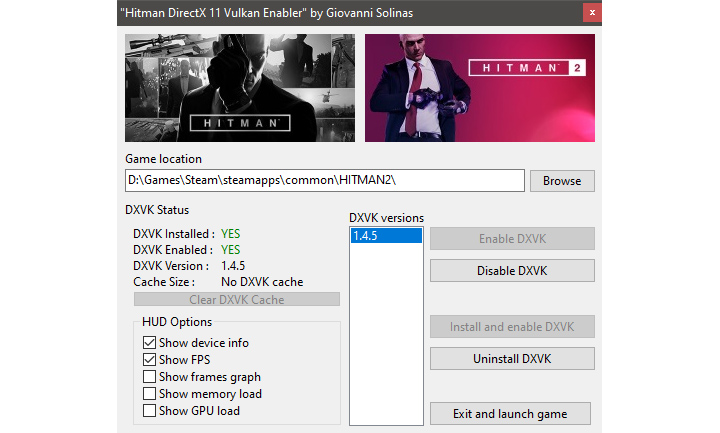 Hitman 2 mod H2 Vulkan Enabler - 0x80000003 fix v.1.1