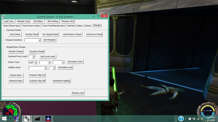 star wars jedi knight jedi outcast cheats pc