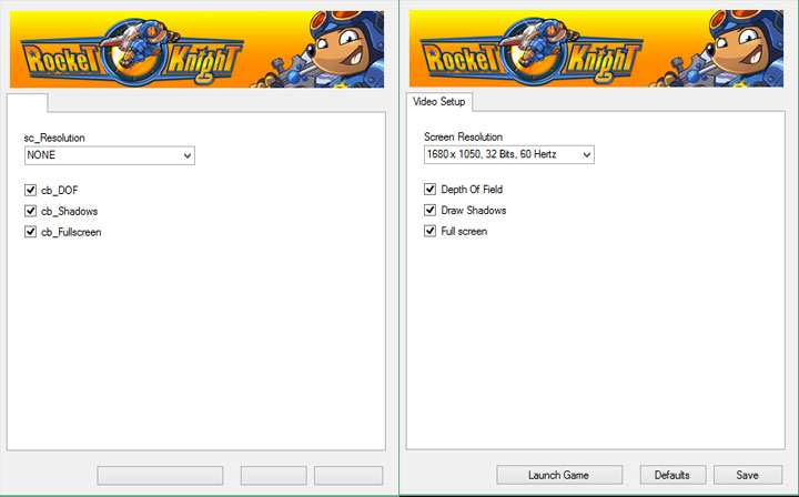 Po lewej menu konfiguracyjne z błędem, po prawej menu poprawione przez mod. - 2021-03-06