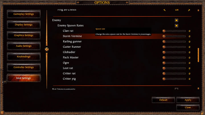 Warhammer: The End Times - Vermintide mod Enemy Spawn Rates v.1.01