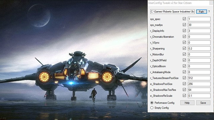 Star Citizen GAME MOD User Config Tweaker v.2.01 - download