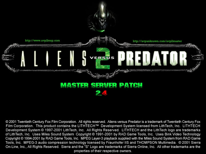 Aliens vs Predator 2 mod Master Server Patch  v.2.4