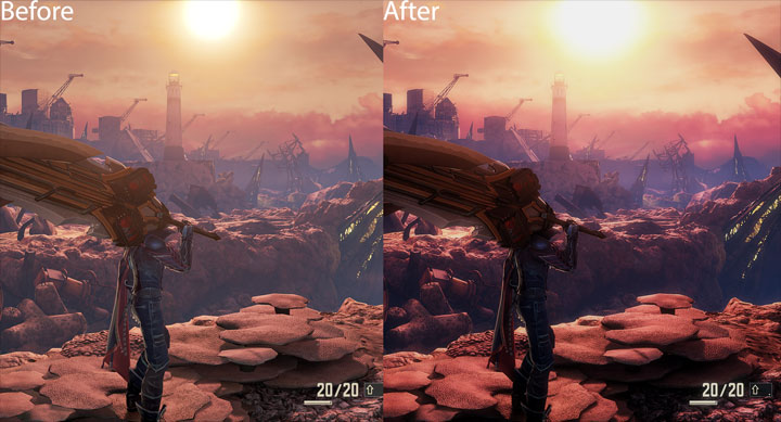 Porównanie – po lewej standardowa wersja gry, a po prawej - wersja z modem. - 2019-10-28