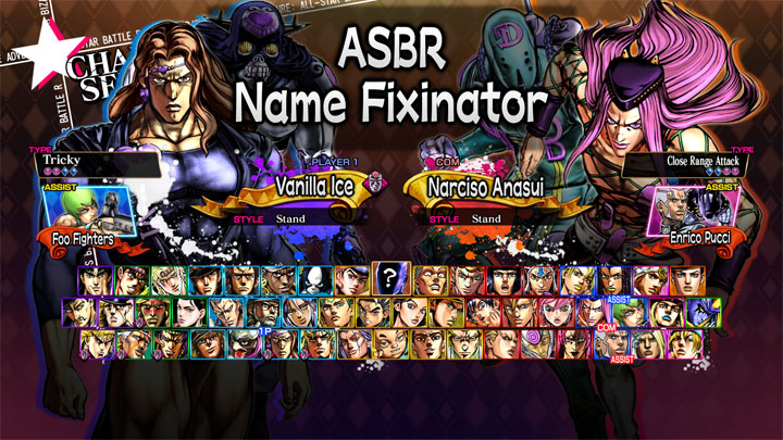 JoJo's Bizarre Adventure: All Star Battle R mod ASBR Name Fixinator v.1.2