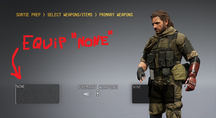 Metal Gear Solid V: The Phantom Pain mod Deploy Without Primary Weapon v.1.2