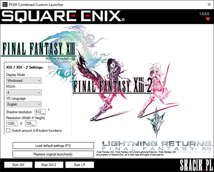 Final Fantasy XIII mod Final Fantasy XIII series Combined Custom Launcher v.1.0.0.5