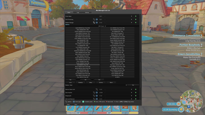My Time at Portia mod Relation Manager  v.0.1.0