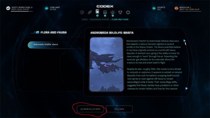 Mass Effect: Andromeda mod Mark All As Read Button Fix v.1.0
