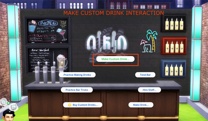 The Sims 4 mod Custom Drinks Interactions v.4.4