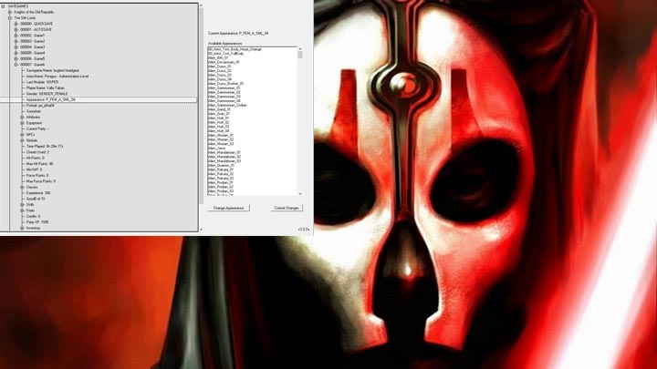 Star Wars: Knights of the Old Republic II - The Sith Lords mod KotOR 2 Savegame Editor v.3.3.7a
