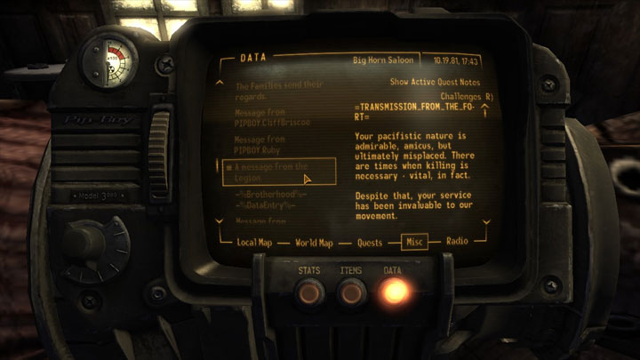 Fallout: New Vegas mod Pacifist Perks v.1.8