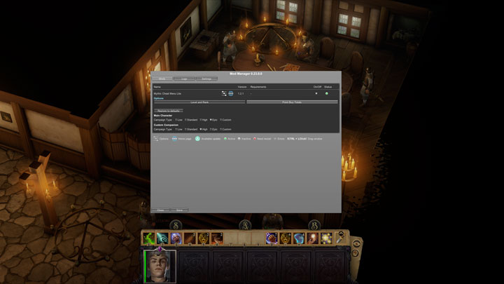 Pathfinder: Wrath of the Righteous mod Mythic Cheat Menu Lite v.1.3.0