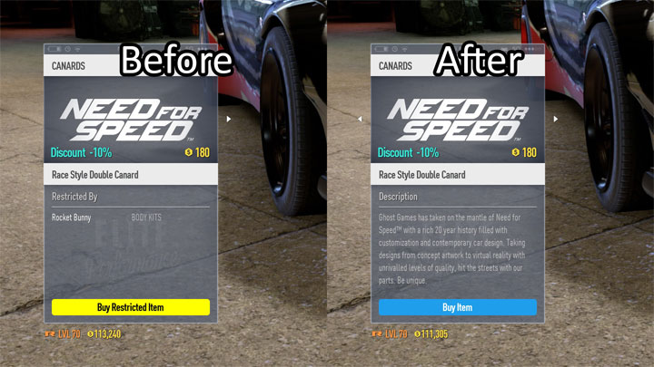 Need for Speed mod No Part Restrictions v.1.6