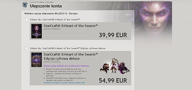 Strona konta Battle.net z możliwością zakupu dodatku - [UAKTUALNIENIE] StarCraft II: Heart of the Swarm ukaże się 12 marca 2013 roku - wiadomość - 2012-11-13