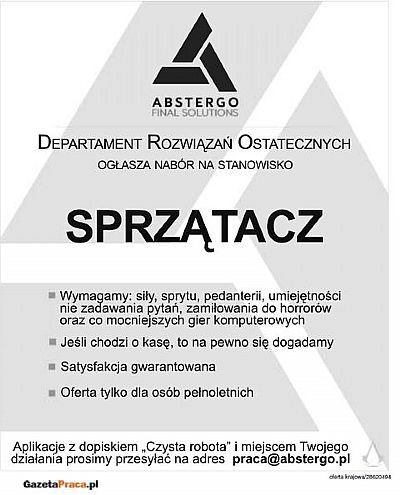 Organizacja Abstergo szuka 'sprzątaczy' - ilustracja #1