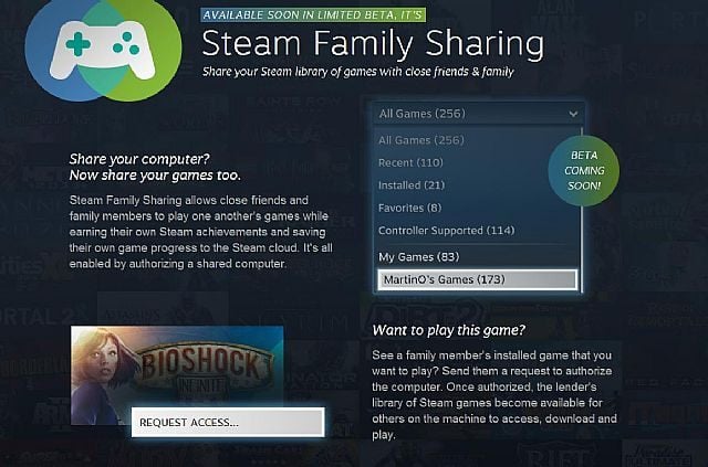 Funkcja Steam Family Sharing zostanie udostępniona najpierw nielicznym, a po wyjściu z fazy beta - wszystkim użytkownikom platformy firmy Valve - Steam Family Sharing – opcja dzielenia się grami z innymi już wkrótce dostępna - wiadomość - 2013-09-11