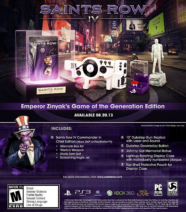 Wizualizacja edycji kolekcjonerskiej Saints Row IV: Emperor Zinnyak’s Game of the Generation Edition. - Saints Row IV - ujawniono kolejną edycję kolekcjonerską gry - wiadomość - 2013-07-27