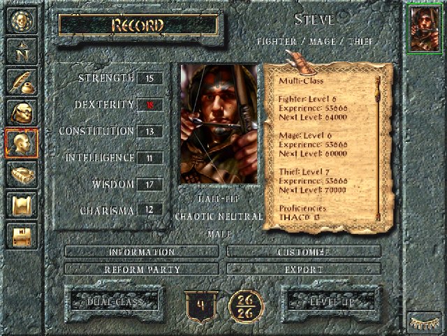 Wieloklasowa postać – wojownik/mag/złodziej z gry Baldur's Gate (1998) - 2012-12-17