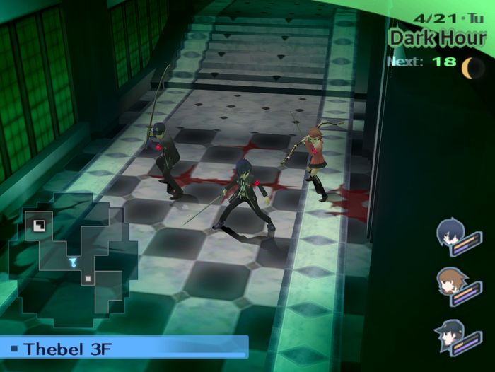 Minimapa w grze Persona 3 (2007) pozwala odnaleźć się w losowo generowanych lochach i poznać położenie przeciwników. - 2016-10-25