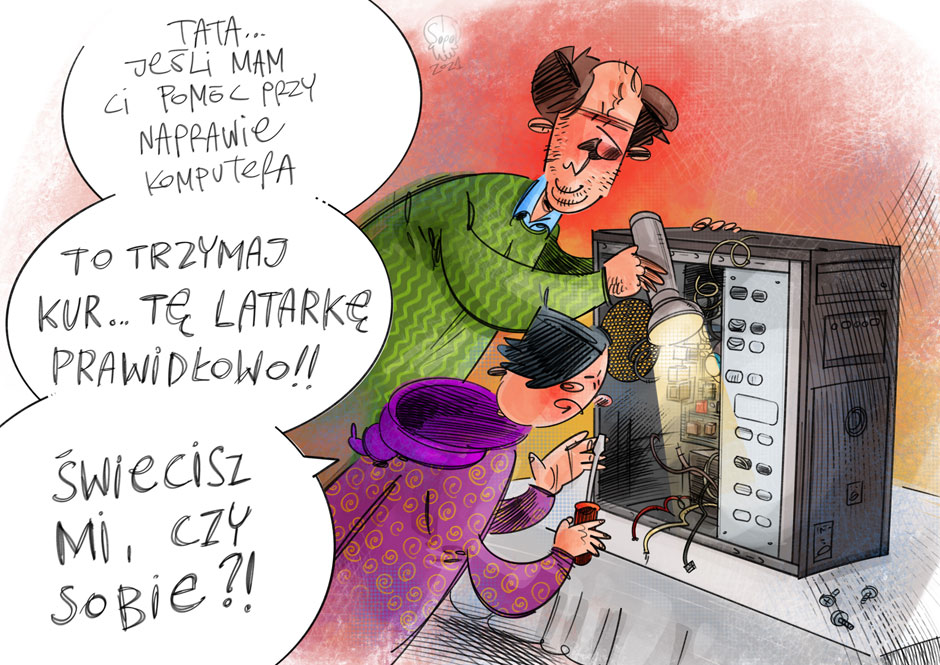 Naprawa peceta, komiks Złamany ołówek, odc. 18.