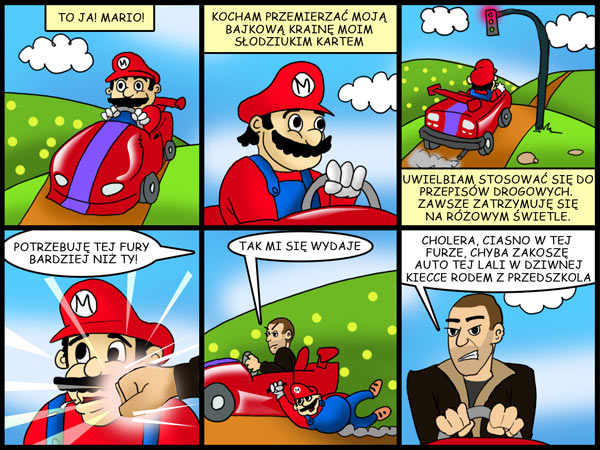 Grand Theft Kart, komiks Królewska 57, odc. 27. Nintendo powinno w końcu dorosnąć. Dotychczasowi bohaterowie mogą nie wstrzymać w bezpośredniej konfrontacji ze współczesnymi gwiazdami przemysłu gier.