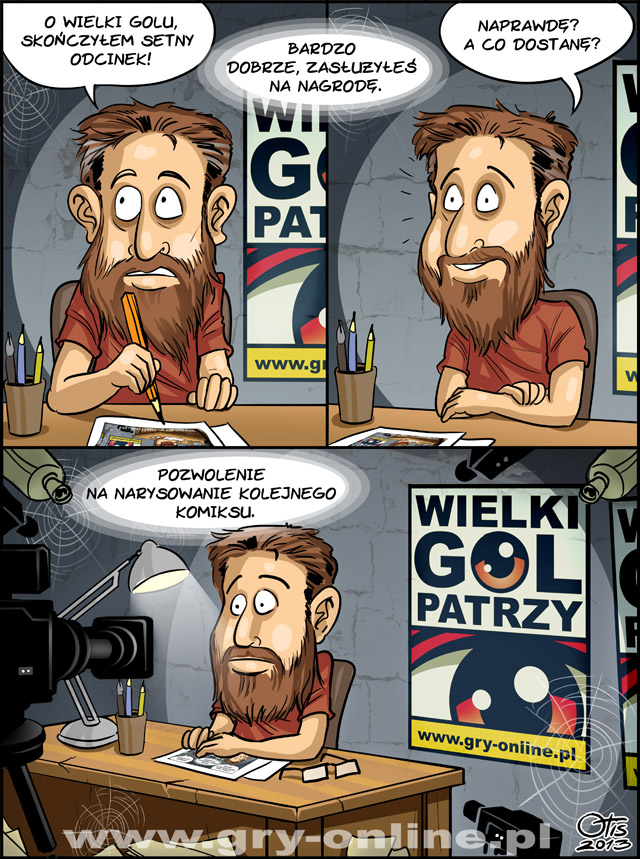 GOL 100, komiks Cartoon Games, odc. 100. Oto i setny odcinek serii komiksów Cartoon Games. Otis nawiązuje tutaj do swojego pierwszego komiksu zamieszczone na łamach Gry-Online.pl w 2009 roku.