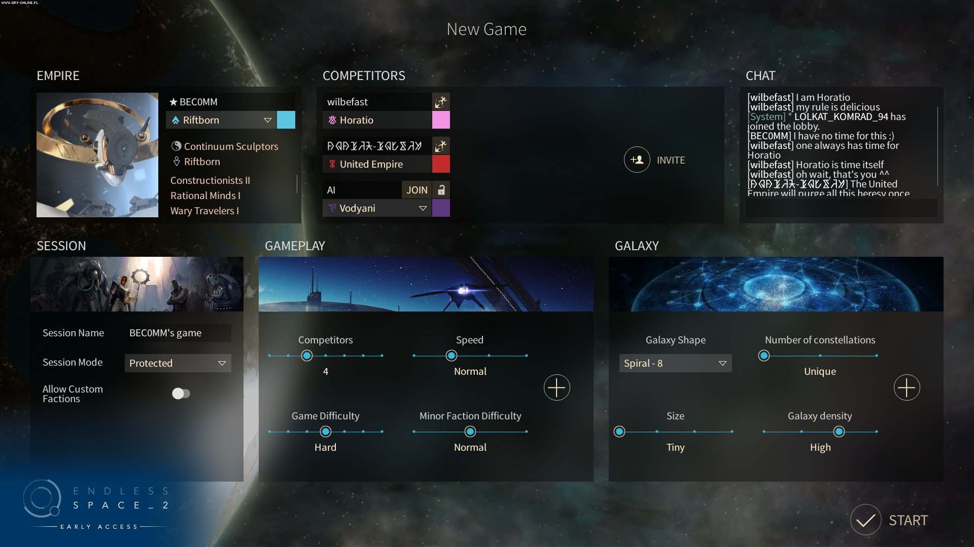 Endless space 2 образец генерации галактики
