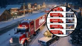 Czasem cztery koła, czasem dziesięć; internauci policzyli błędy w reklamie AI Coca-Coli