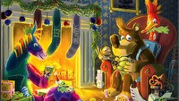 Kartka z Banjo-Kazooie od Rare na święta