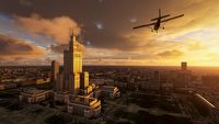 Warszawa we Flight Simulator 2020 - Pałac Kultury i Nauki na screenie