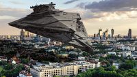 Gwiezdny niszczyciel nad Warszawą - porównaj rozmiary statków z własnym domem