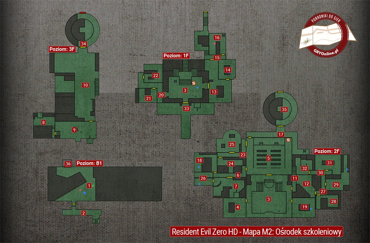 Ośrodek szkoleniowy Umbrella [M2] - mapa lokacji  Resident Evil Zero 