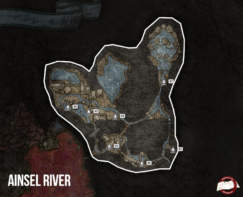 Mapa Elden Ring - Rzeka Ainsel
